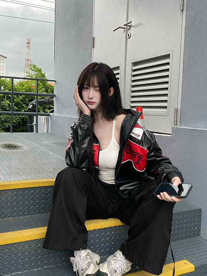 Ferrari racing jacket fully embroidered in leather.