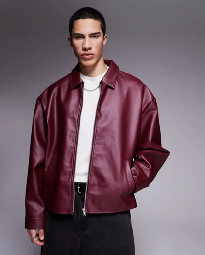 MAROON LEATHER JACKET