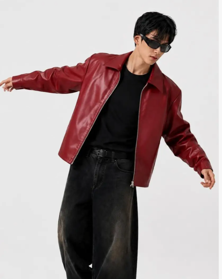 BURGUNDY LEATHER JACKET